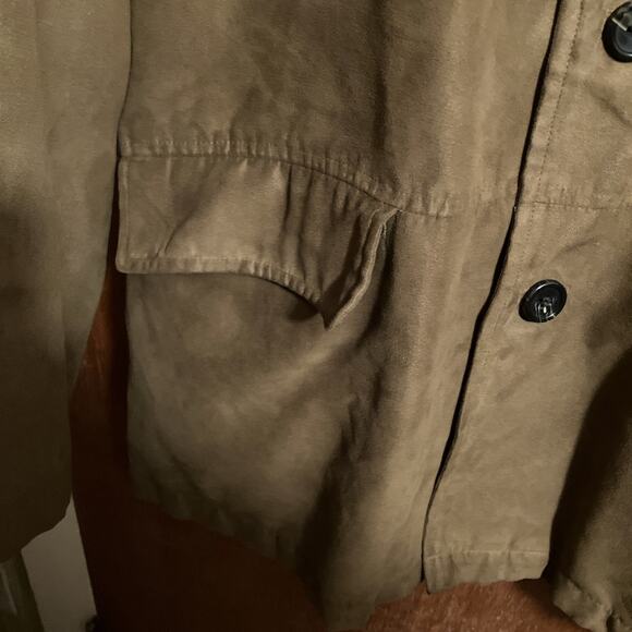 Roundtree & Yorke Jacket Men Size L Brown Faux Suede Button Up Bomber Vintage - Picture 8 of 11